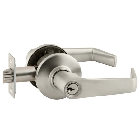 SCHLAGE Grade 2 Tubular Lock, Entrance/Office Function, Key in Lever Cylinder, Saturn Lever, Satin Nickel Fi S51PD SAT 619